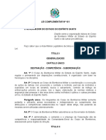 Dispõe Sobre A Organização Básica Do Corpo de Bombeiro Militar Do Estado Do Espírito Santo e Dá Outras Providências