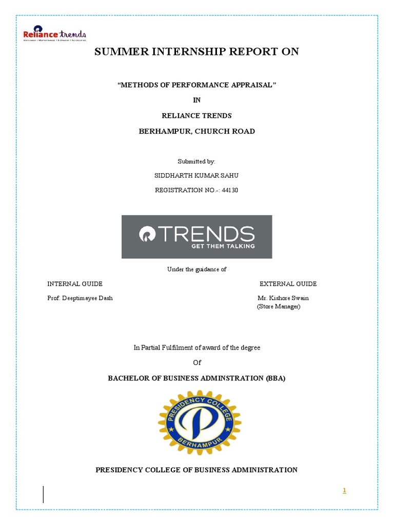 Reliance Trends PDF Performance Appraisal Customer Relationship