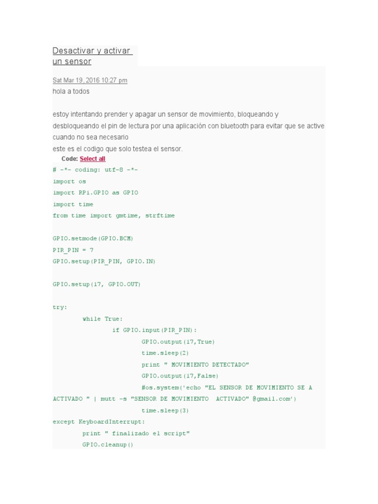 Controlar sensor de movimiento con Python | PDF | Desarrollo de ...