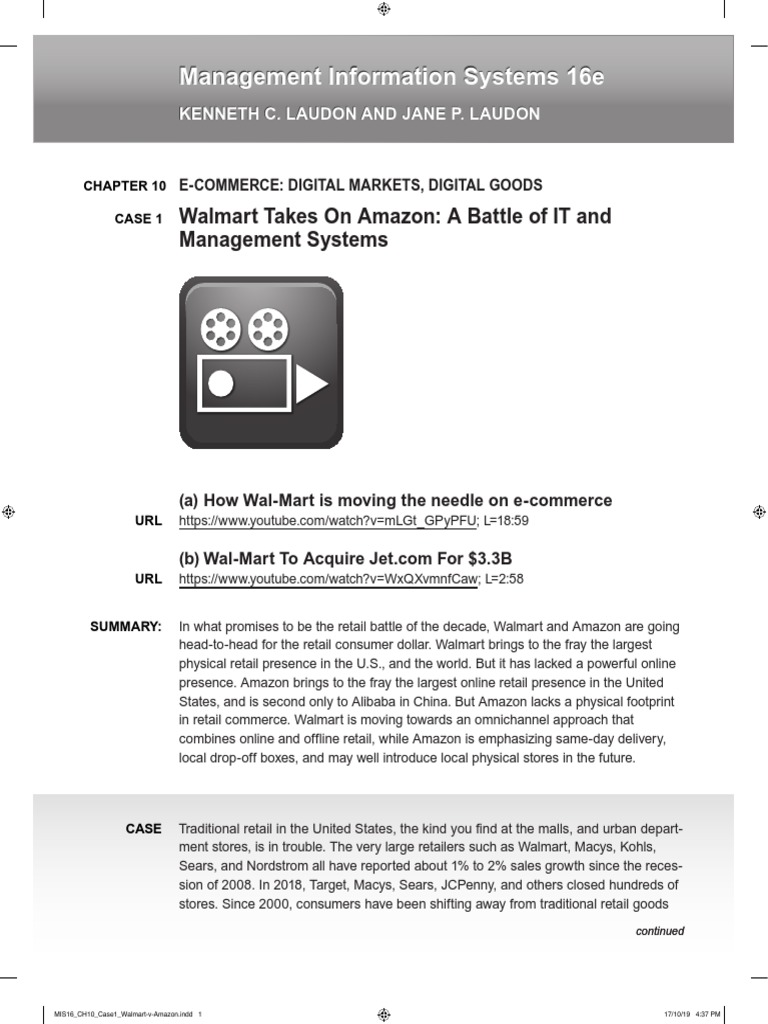 MIS16 CH10 Case1 Walmart-v-Amazon | PDF | Walmart | E Commerce