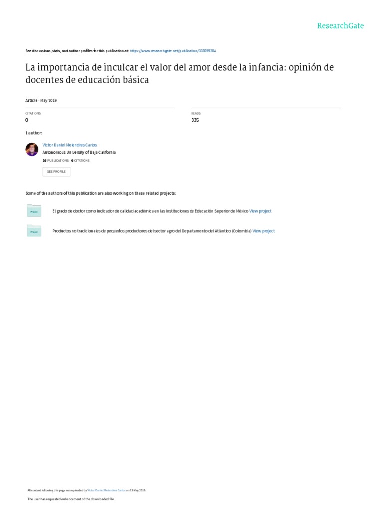 La Importancia de Inculcar El Valor Del Amor Desde La Infancia | PDF ...