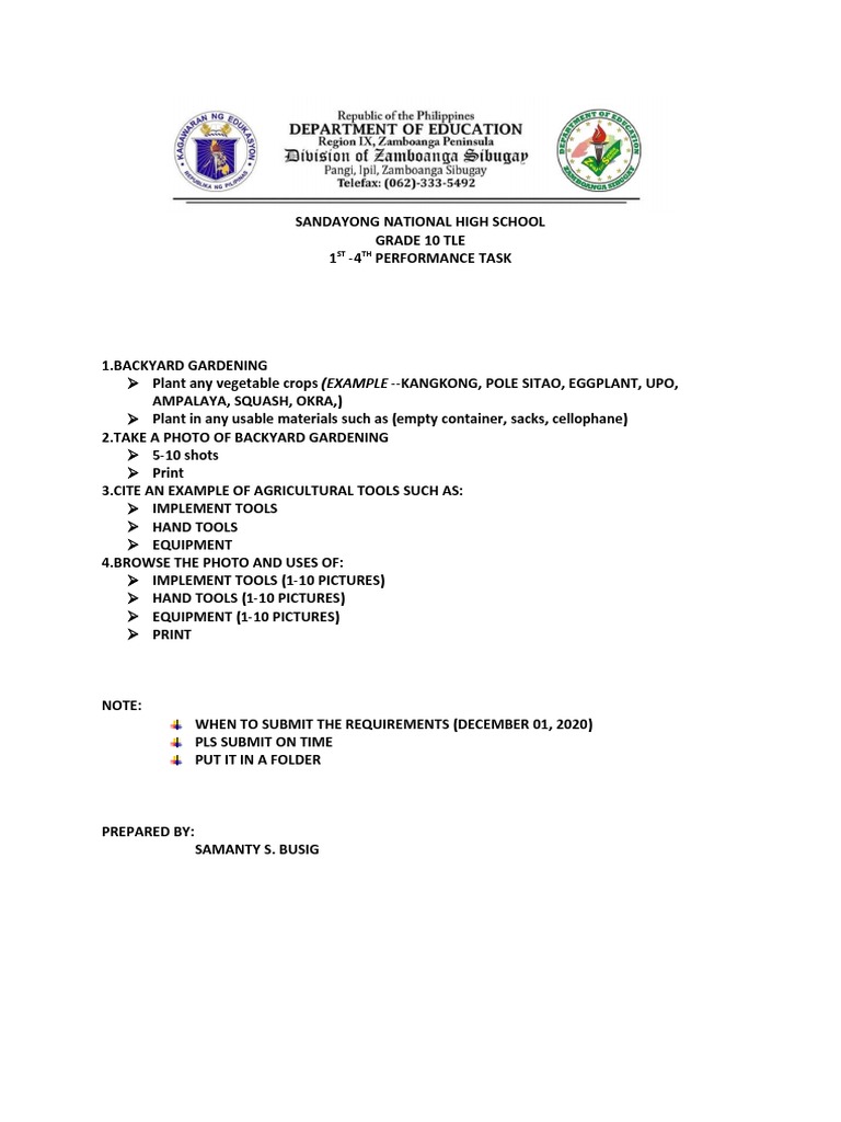 1ST To 4TH Performance Task | PDF | Home & Garden