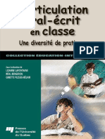 L Articulation Oral Écrit Classe Diversité Pratiques