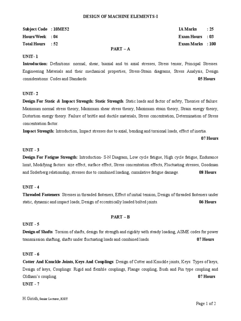 Machine Elements Design Overview | PDF | Strength Of Materials | Stress ...