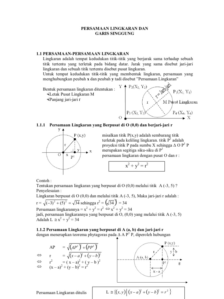 Contoh Soal Persamaan Lingkaran Dan Penyelesaiannya