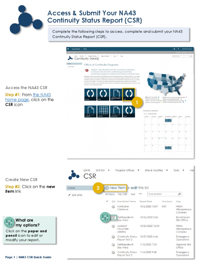 Access and Submit Your Continuity Status Report (CSR) PDF Software