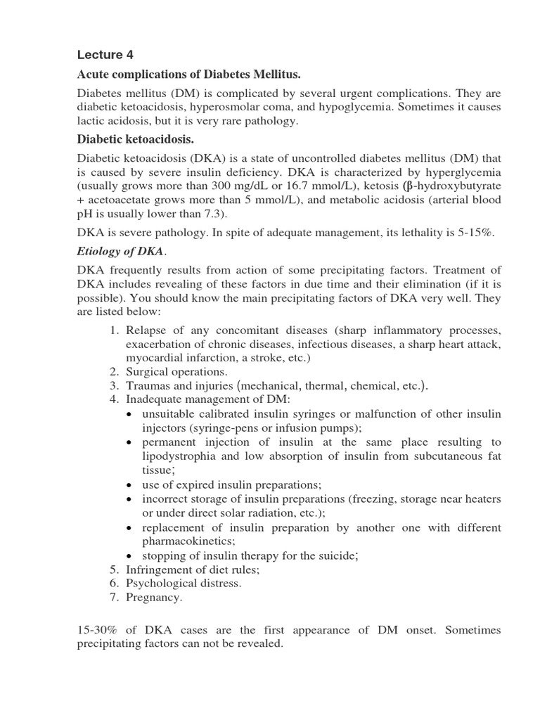 Acute Diabetes Complications: DKA Overview | PDF | Hypoglycemia ...