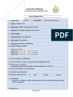 Course Specifications Form