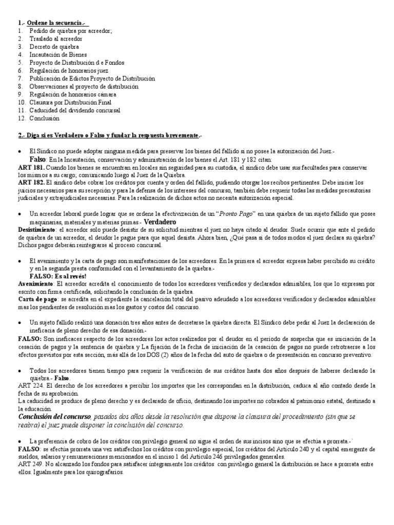 Proceso de Quiebra: Pasos y Verdades Jurídicas | PDF | Bancarrota ...