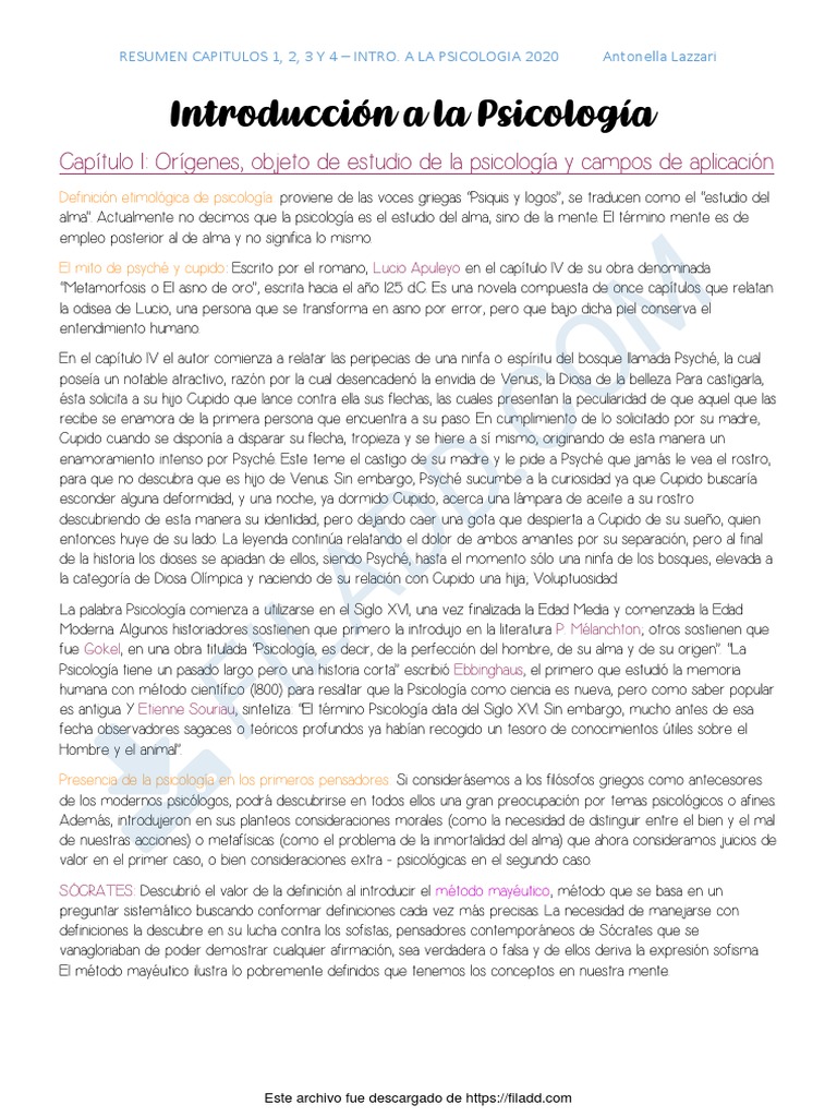 Resumen de Introducción a la Psicología | PDF | Sicología | Evolución