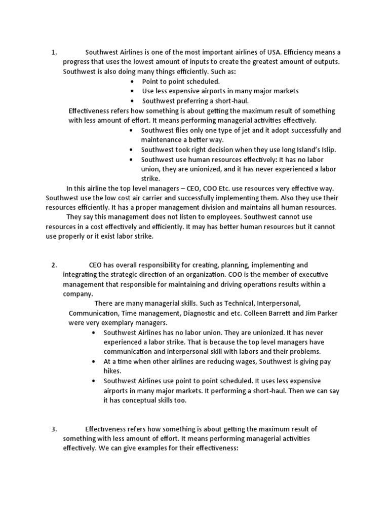 Case Study 1 PDF Southwest Airlines Human Resources
