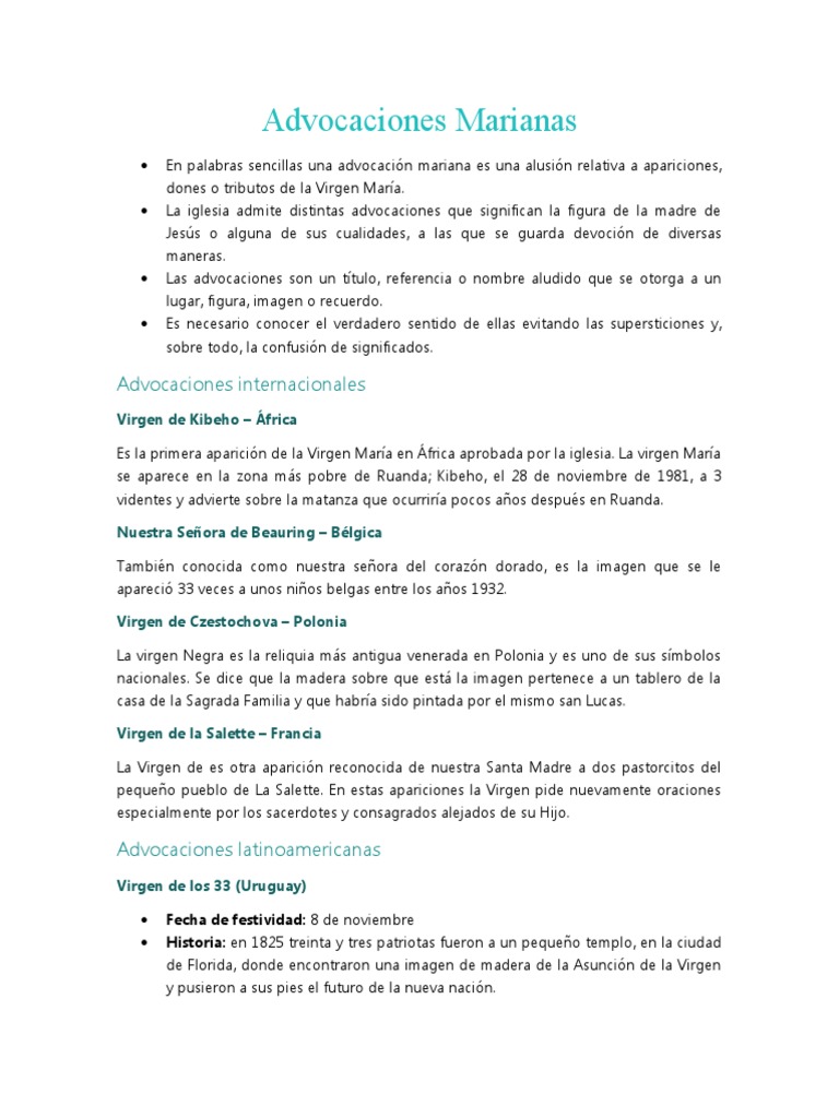 Advocaciones Marianas PDF María, madre de Jesús