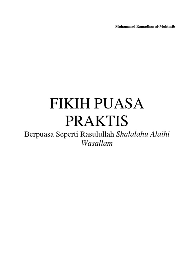 Fikih Puasa Praktis Seperti Rasulullah Saw 1