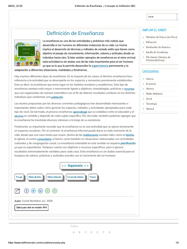 Definición de Enseñanza Concepto en Definición ABC | PDF | Método de ...