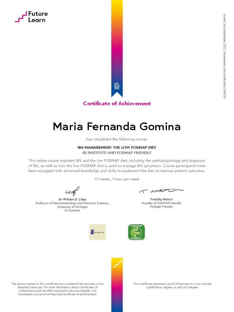 Ibs Dietary Non Dietary Management and The Low Fodmap Diet Certificate