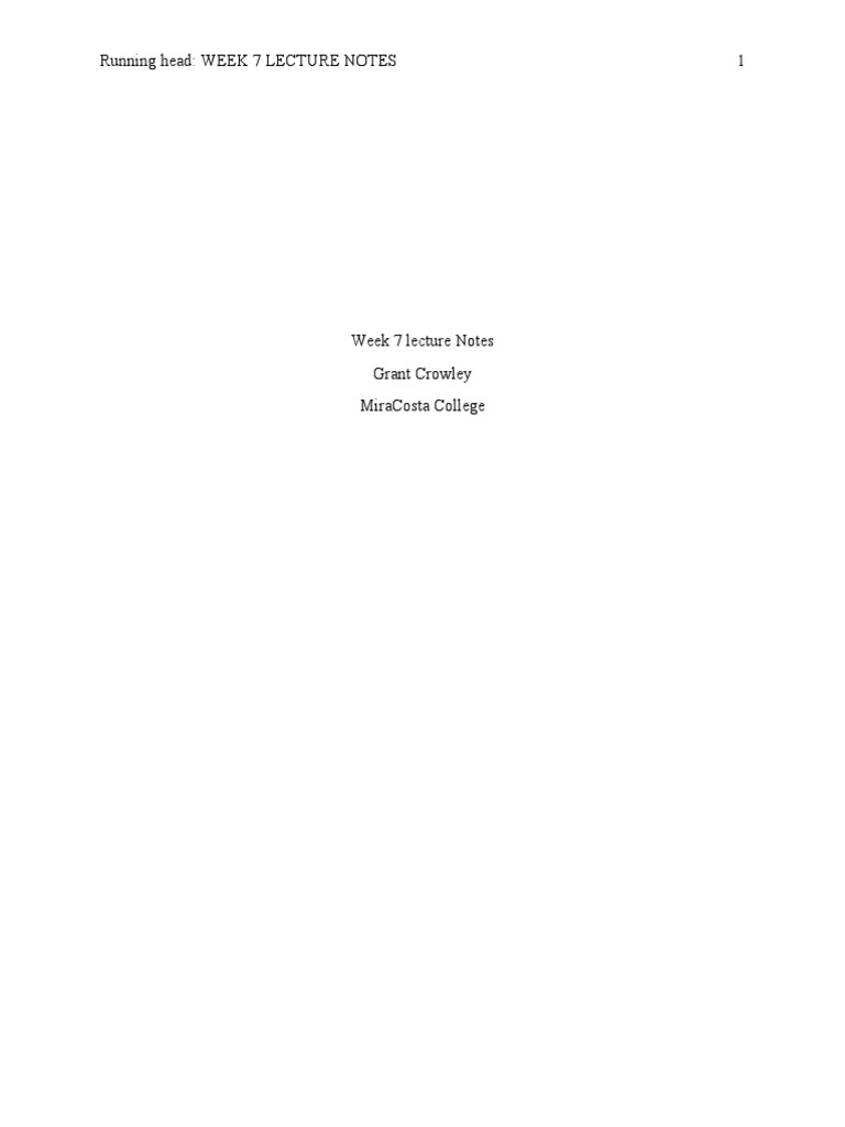 Week 7 Lecture Notes | PDF | Career & Growth
