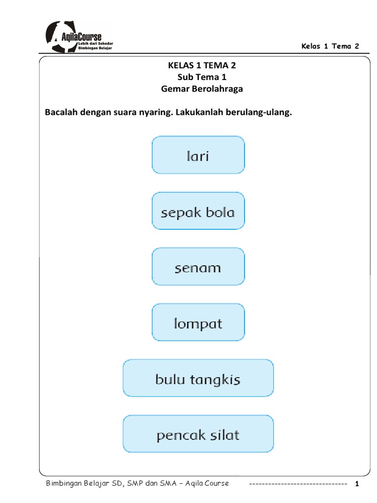 Kelas 1 Tema 2 | PDF