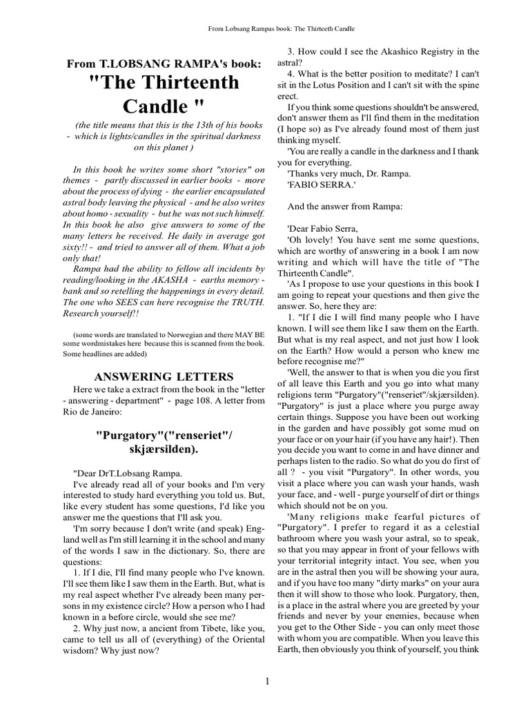 Rampa ExtractsFromMoreBooks | PDF | Consciousness | Astral Projection