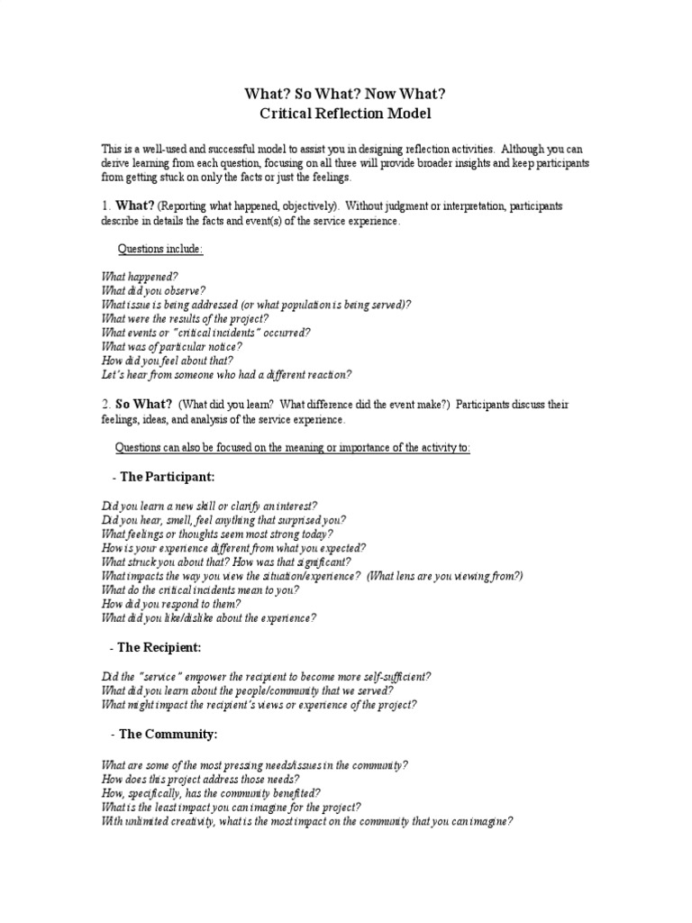 What So What Now What Examples