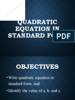 Q1 W1D2 - Quadratic Equation in Standard Form