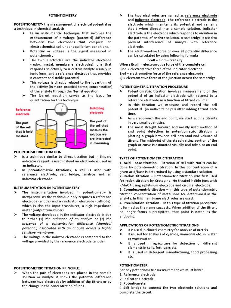 Potentiometry PDF Titration Chemistry