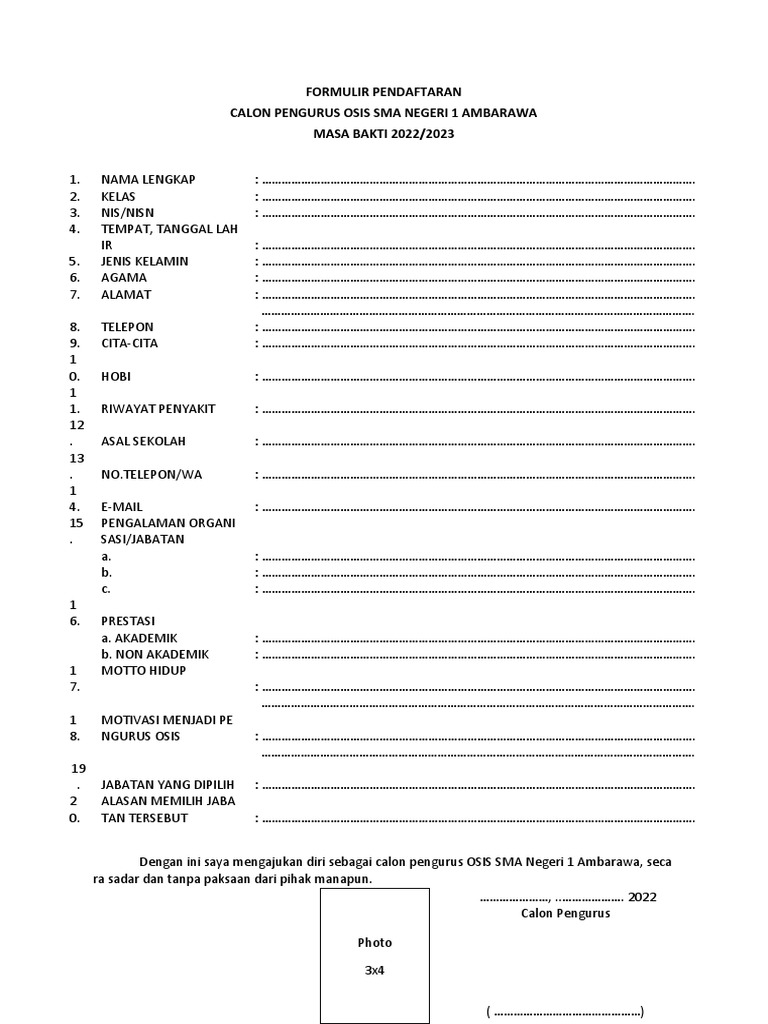 Formulir Pendaftaran 01 | PDF