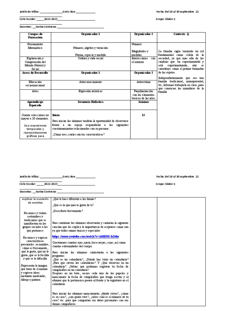 Planeacion La Familia | PDF | Educación de la primera infancia | Plan ...
