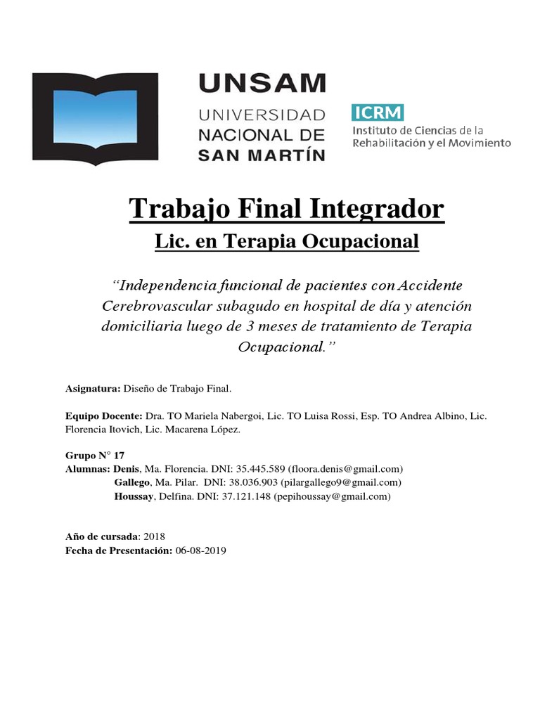 Tfi Icrm 2019 Dmf Gmp Hd Pdf Terapia Ocupacional Carrera