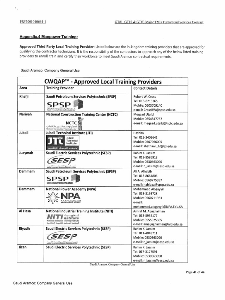 CwaqapSaudi Aramco Approved Vendors PDF