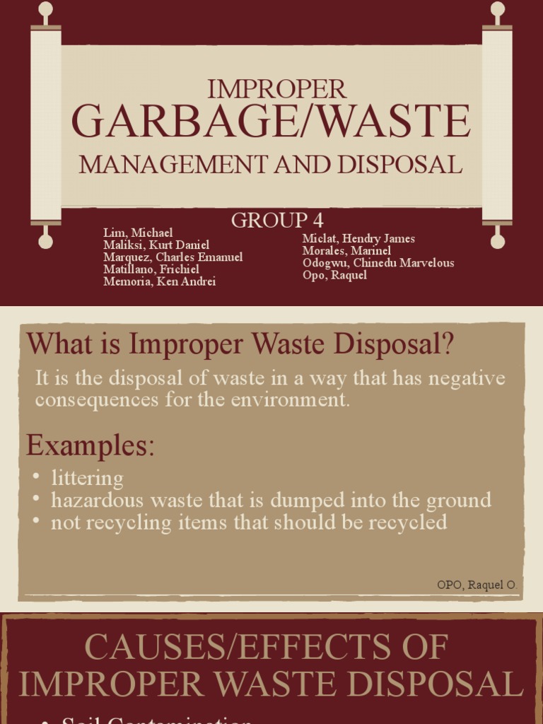 Group 4 Improper Garbage Disposal PDF Pollution Waste