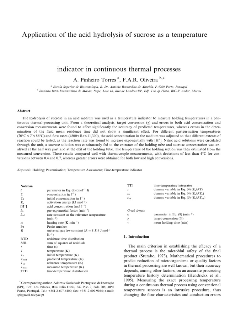 Application of The Acid Hydrolysis of Sucrose As A Temperature | PDF ...