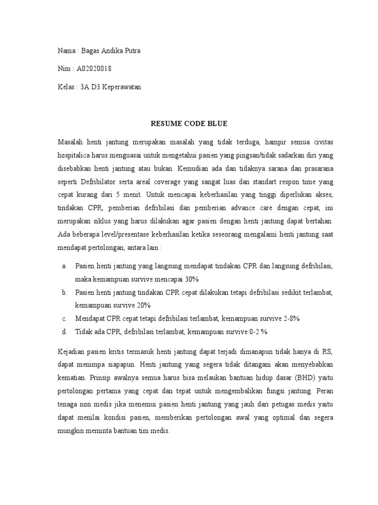 Resume Materi Code Blue | PDF