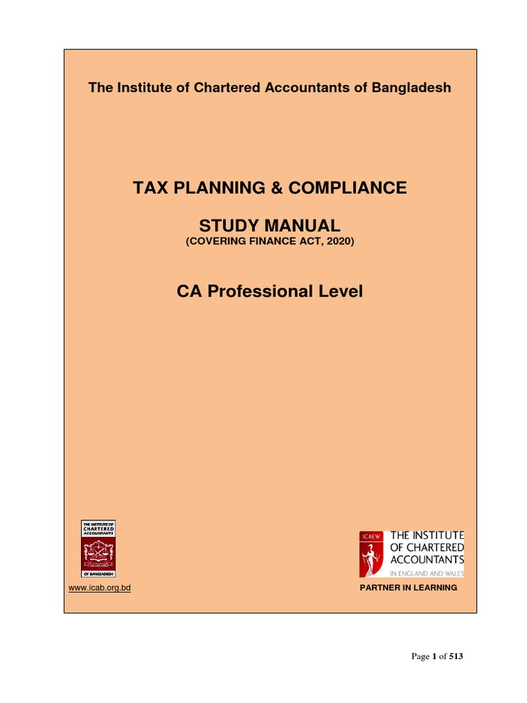 Study Manual Tax Planning & Compliance Reviewed and Updated Post SA