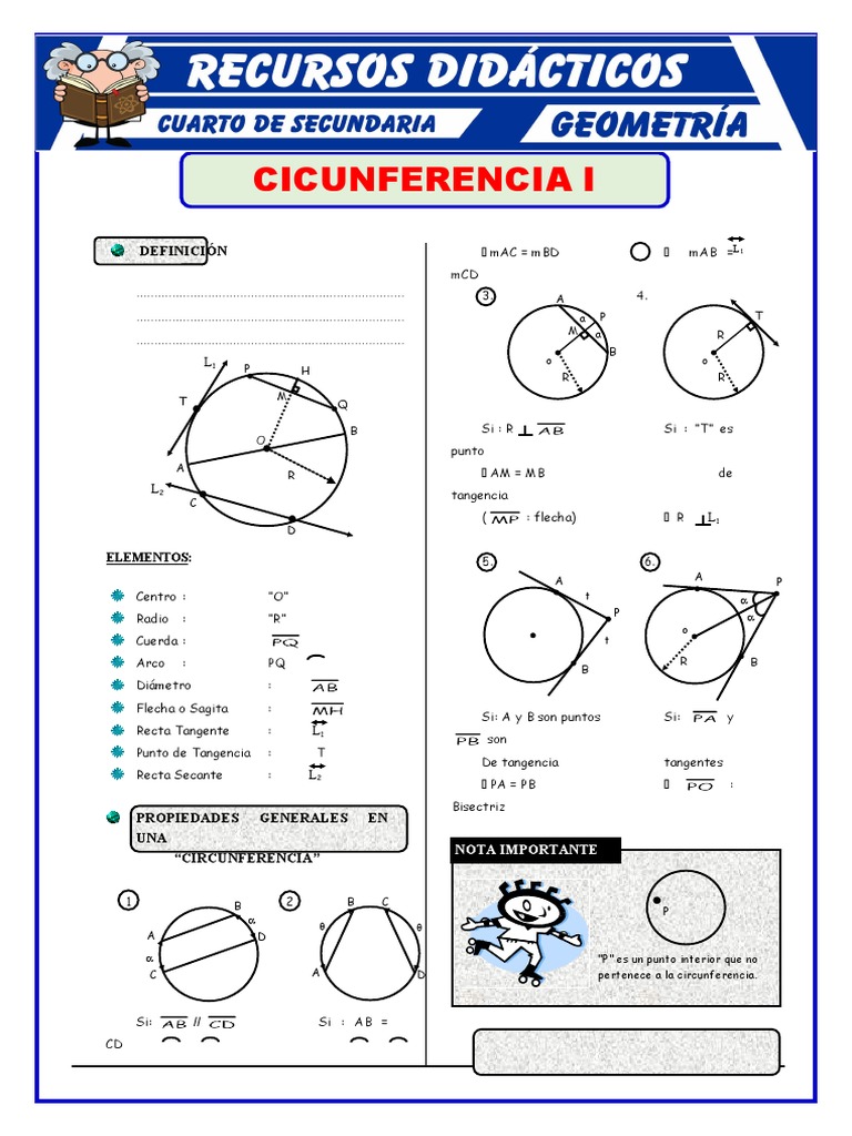 Problemas de Circunferencia para Cuarto de Secundaria | PDF | Tangente ...