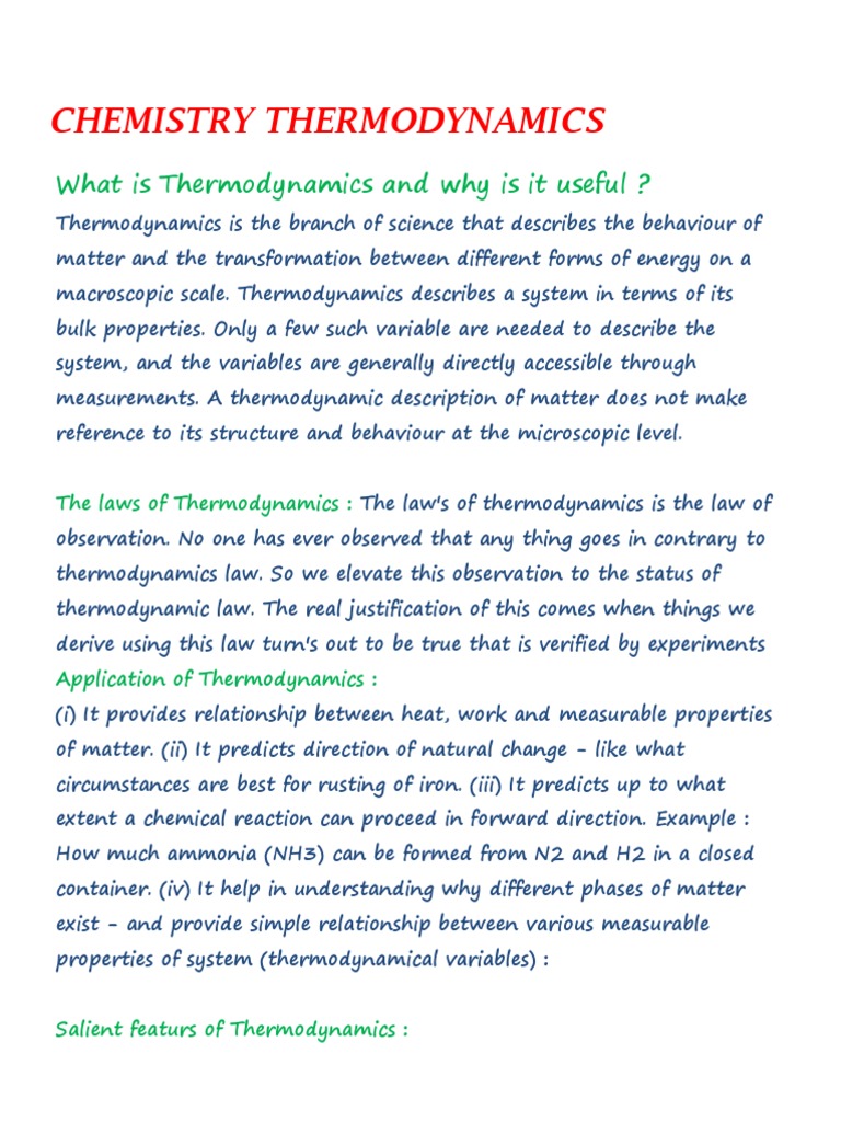 THERMODYNAMICS CHEMISTRY DEFINITION intelligence overview