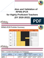 Preparation and Validation of RPMS-IPCR for Highly-Proficient Teachers (SY 2020-2022