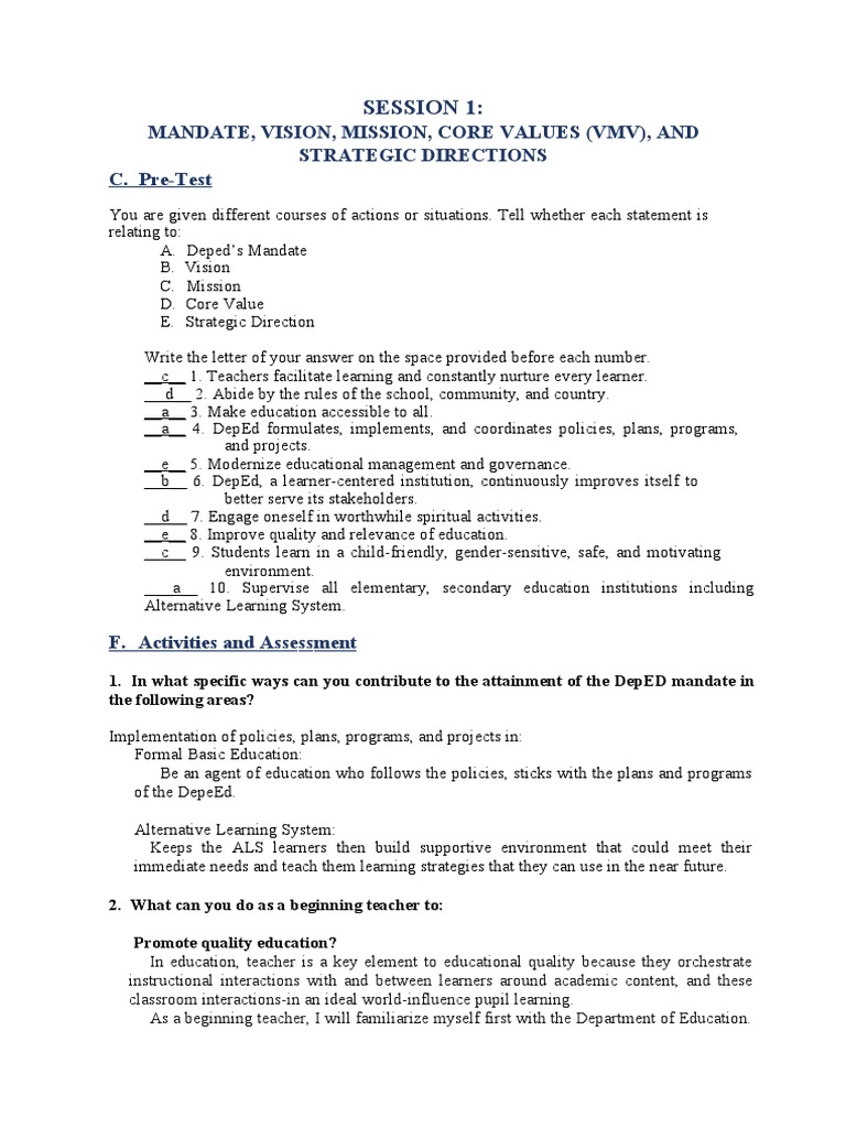DepEd Mandate and Vision Overview | PDF | Teachers | Teaching Method