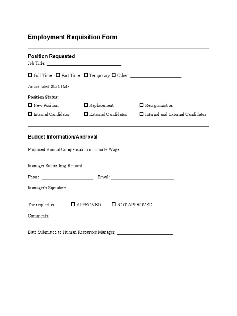 Personnel Requisition Form PDF