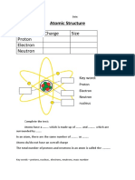 Atomic Structure Work Sheet