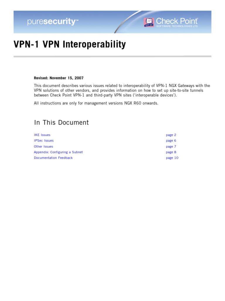 VPN-1 VPN Interoperability | PDF | Virtual Private Network | Gateway ...