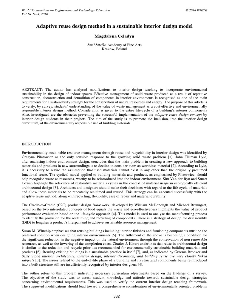 Adaptive Reuse Design Method in A Sustainable Interior Design Model ...
