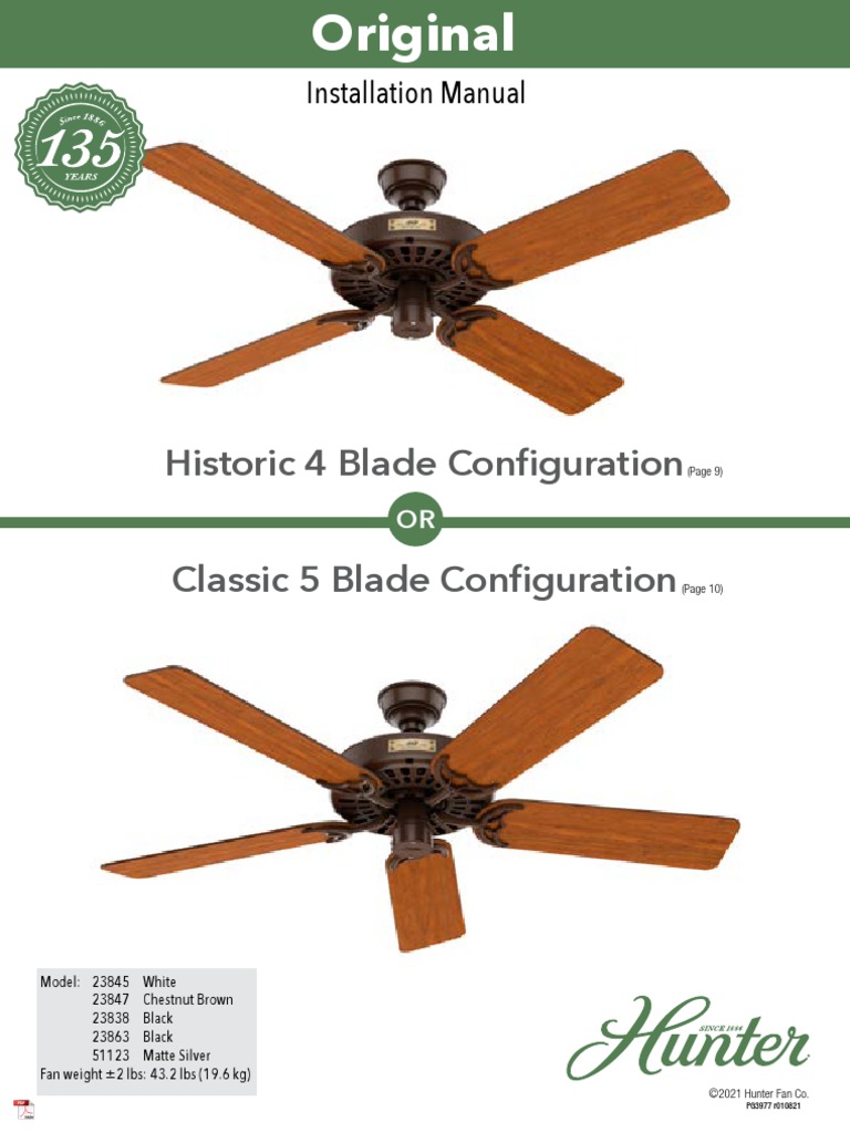 Hunter Install Manual PDF Electrical Wiring Screw