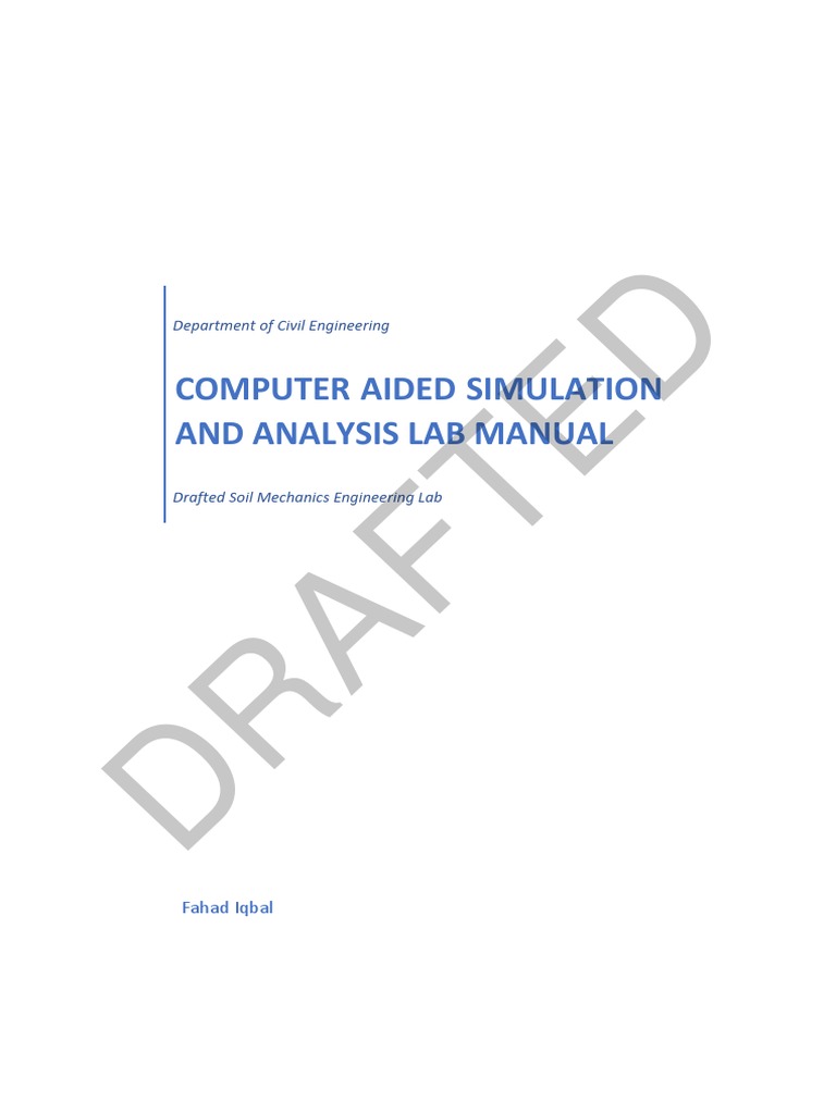 Drafted Computer Aided Simulation and Analysis Lab Manual PDF Elasticity (Physics) Stress