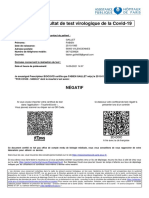 Fiche de Résultat de Test Virologique de La Covid-19: Négatif