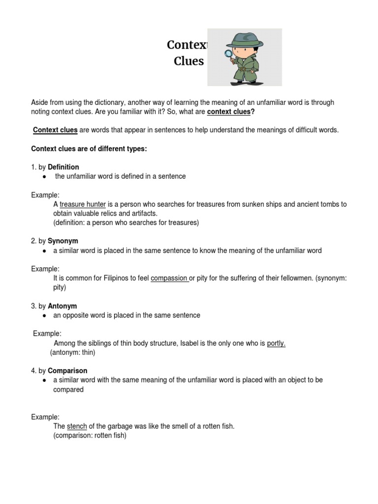Context Clues PDF Handout | PDF | Cognitive Science