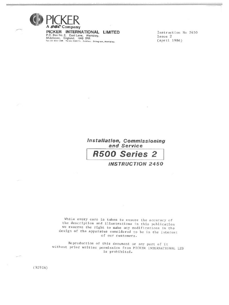 Picker R5002 XRay Service Manual PDF