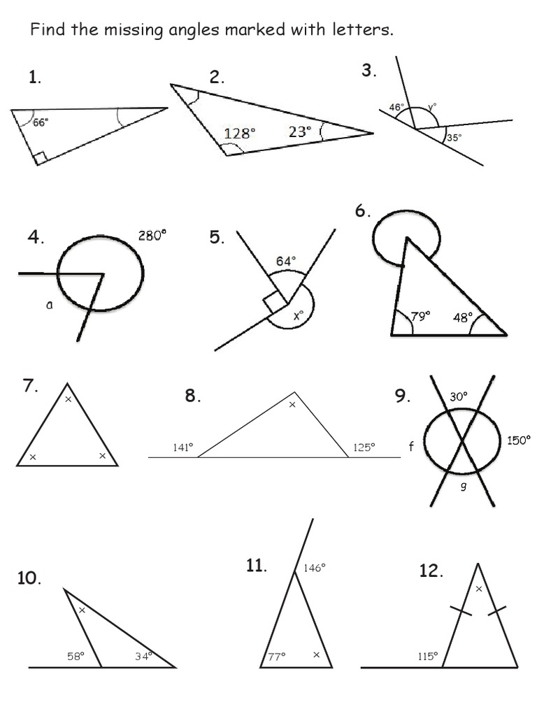 Find The Missing Angles Red Worksheet | PDF