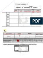 Planificación de aprendizaje agosto-septiembre 2022