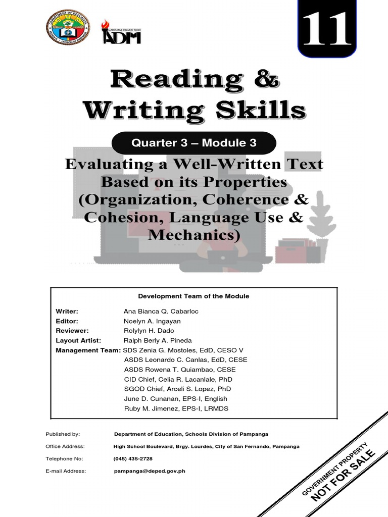 RWS Q3 Module 3 Week 3 Properties of A Well Written Text 2.1 Download Free PDF Grammar