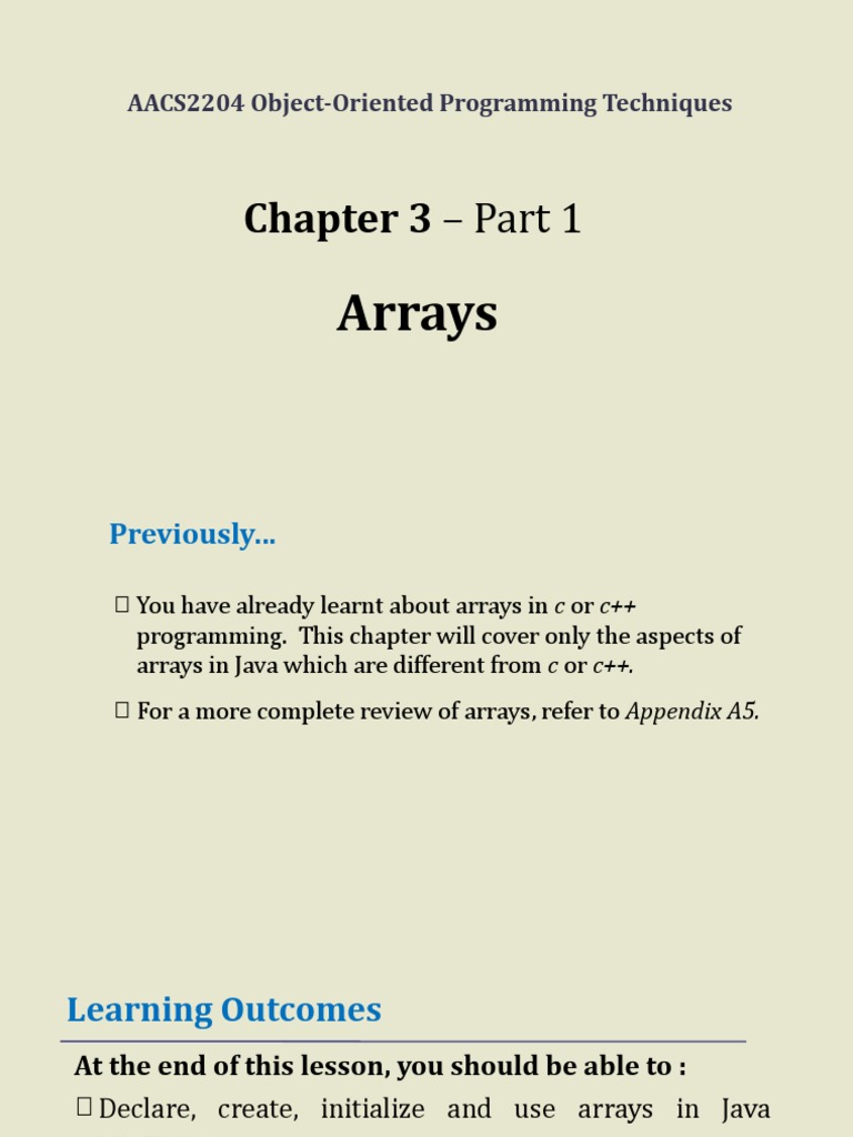 An Introduction to Arrays in Java Programming | PDF | Parameter ...